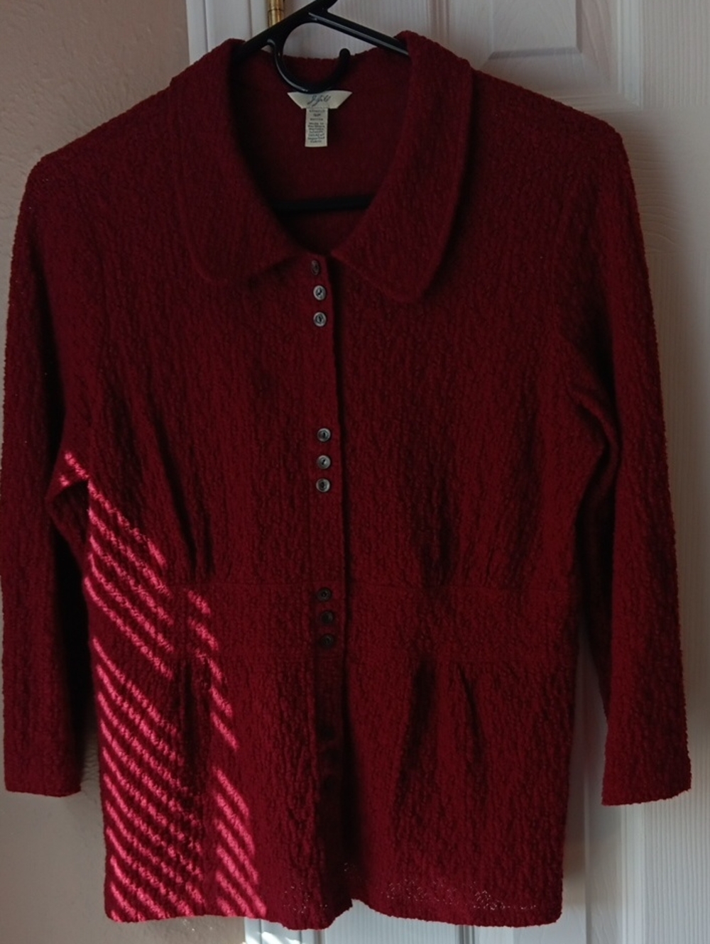 J. Jill Classic Women's Button-Front Dark Red jacket